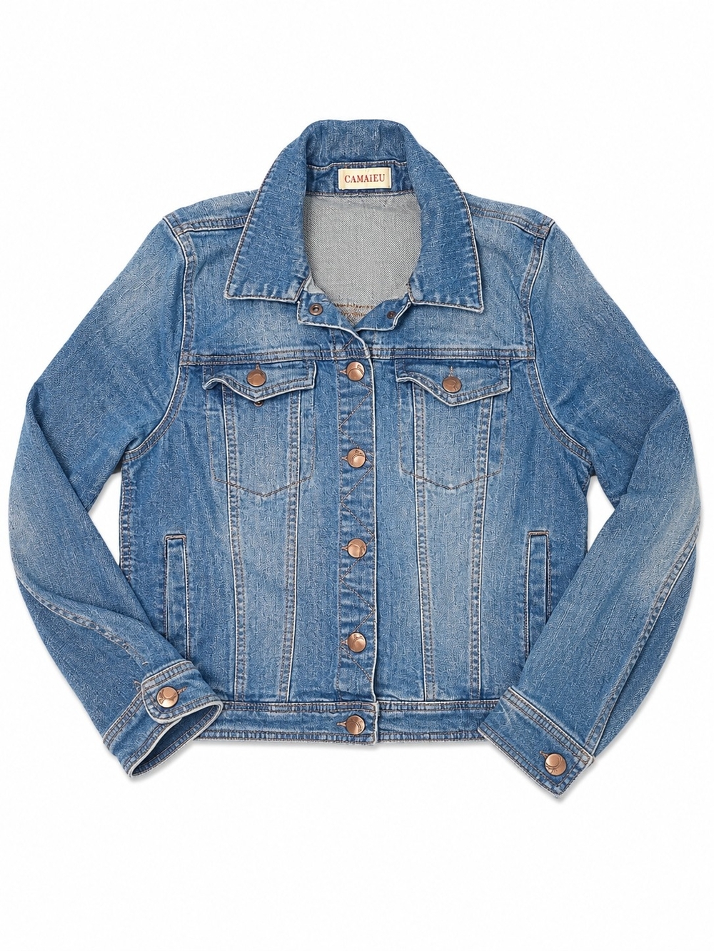 Camaïeu Women's Classic Blue Denim Jacket With Pockets